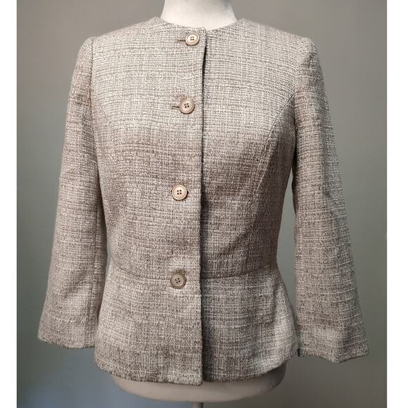 The Limited Pink Grey Herringbone Tweed Peplum Lined Button Front Blazer Size XS - Picture 1 of 9